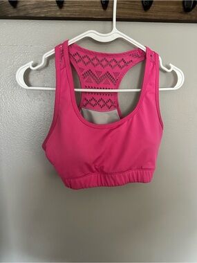 Women’s Zyia Hot Pink Lace-Back Sports Bra